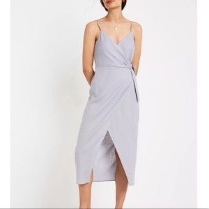 Urban Outfitters UO Linen Side-Tie Midi Wrap Dress